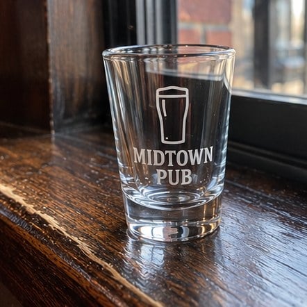 Custom logo shot glass for a pub