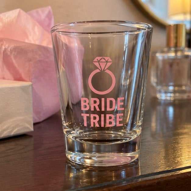 Customer photo of a custom wedding shot glass