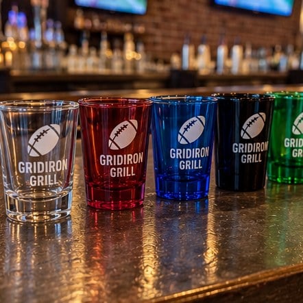 Custom sports bar shot glasses