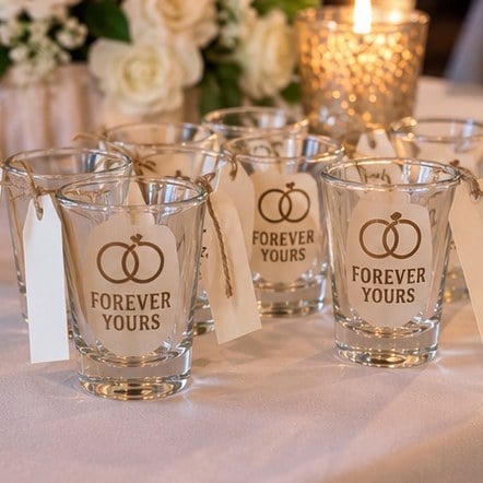 Custom wedding favor shot glasses