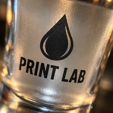 Printed shot glass logo detail