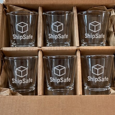 Wholesale shot glasses packed in a shipping box